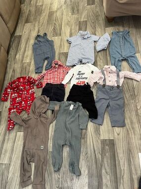 Carter's Baby Boys Assorted Long Sleeve Tops & Rompers - Red, Blue, Gray, Tan